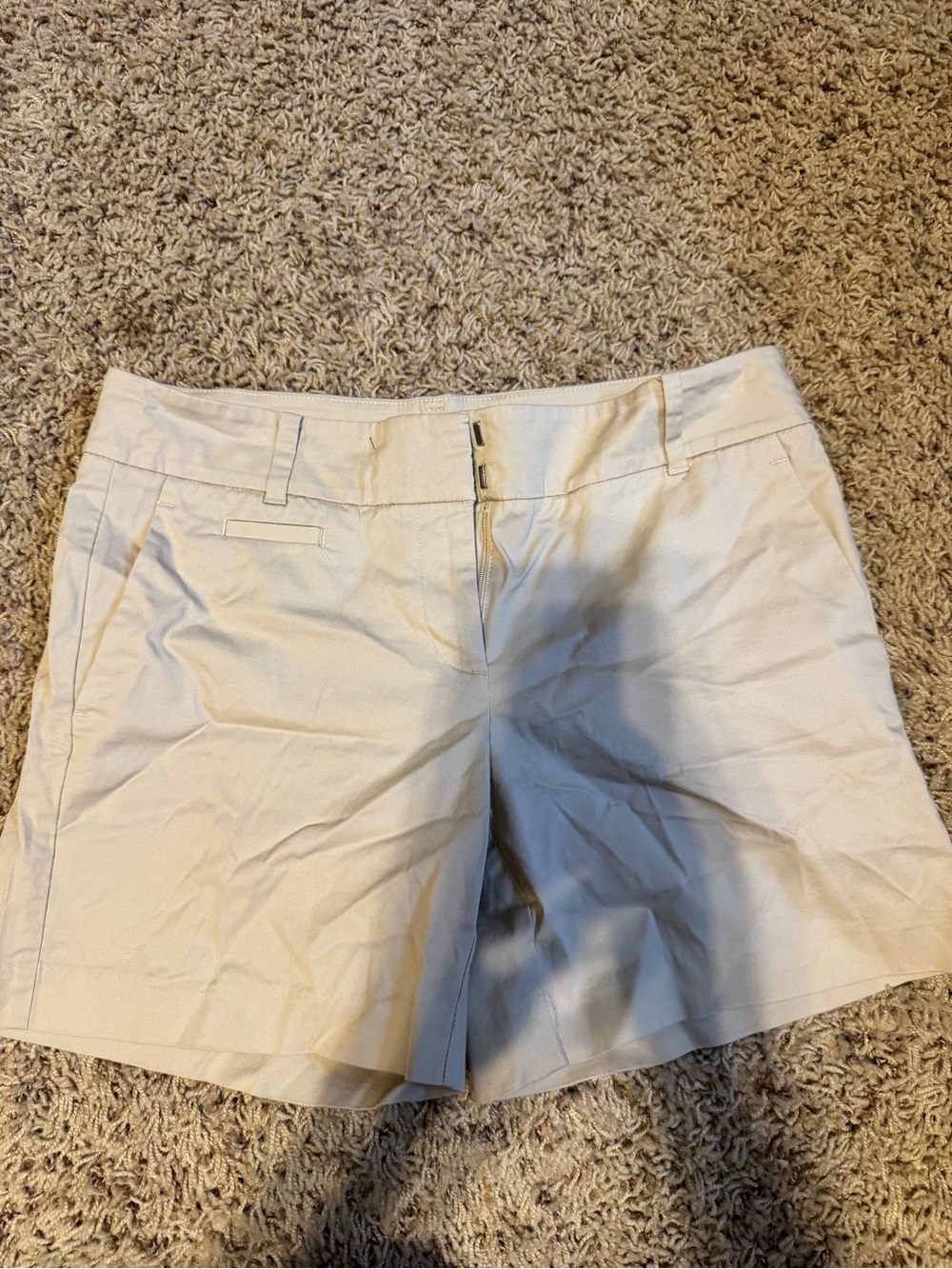Ann Taylor Cream Flat-Front Bermuda Shorts